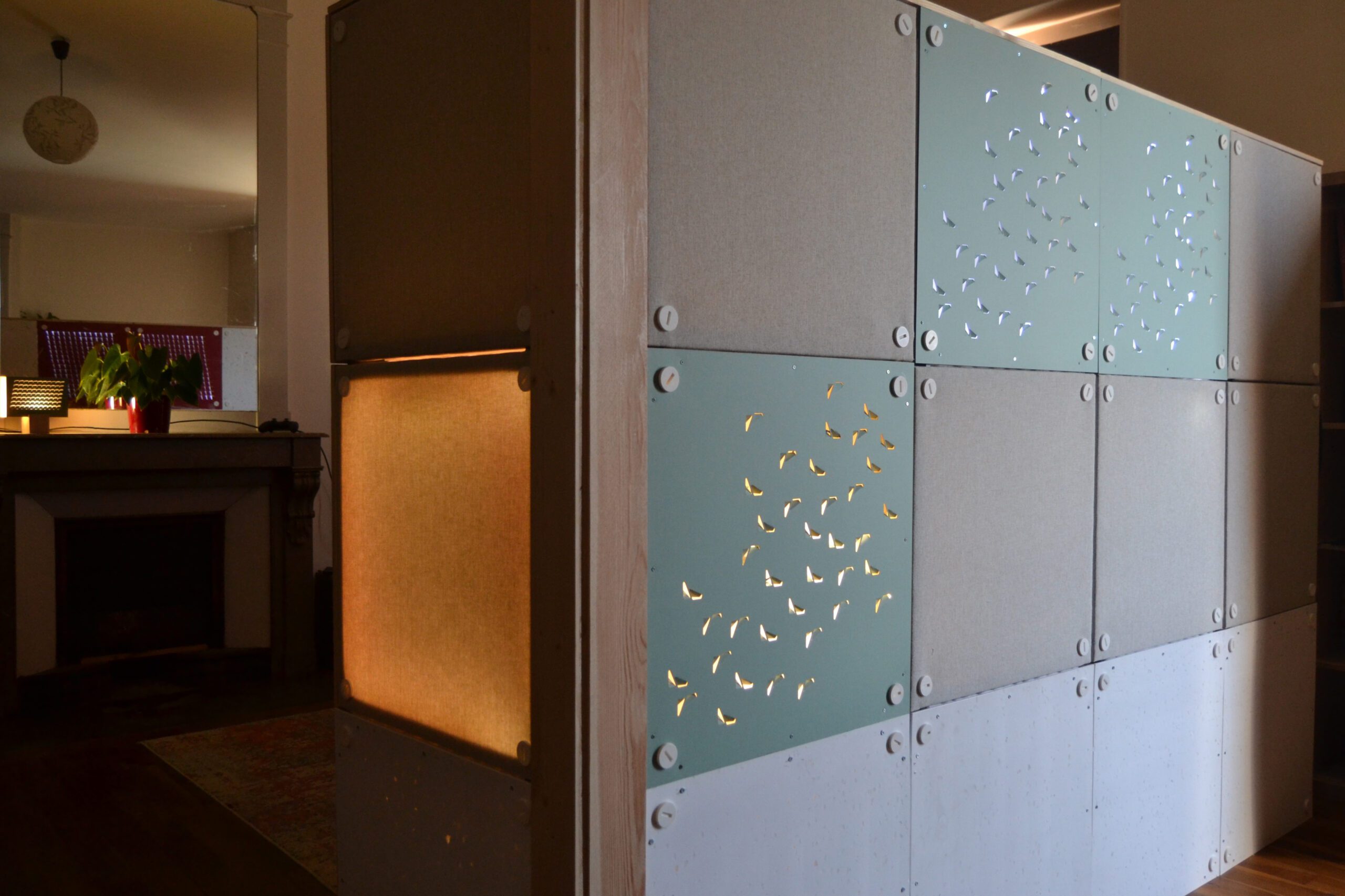 cloison modulable lumière integrée, module écoresponsable